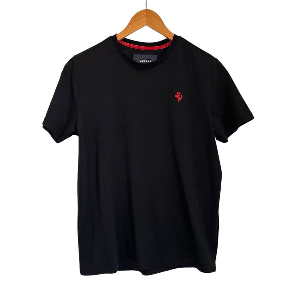 FERRARI Mens Crew Neck T Shirt Sz Medium Black Short Sleeve Luxury Car